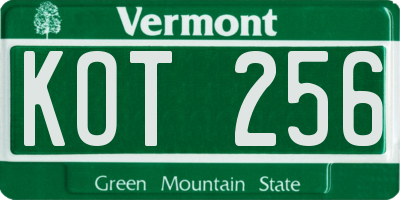 VT license plate KOT256