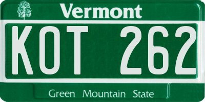 VT license plate KOT262