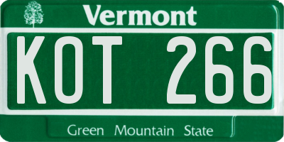 VT license plate KOT266