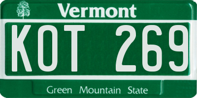VT license plate KOT269