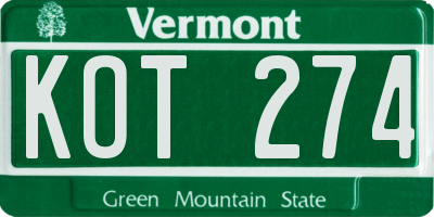 VT license plate KOT274