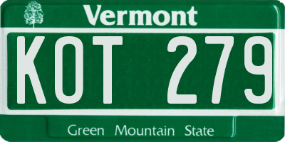 VT license plate KOT279