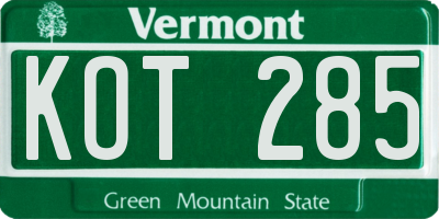 VT license plate KOT285