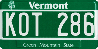 VT license plate KOT286