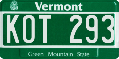 VT license plate KOT293