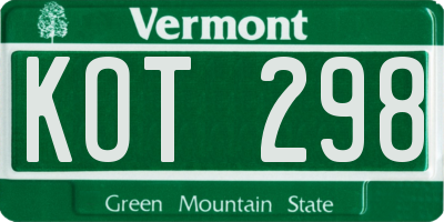 VT license plate KOT298