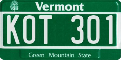 VT license plate KOT301