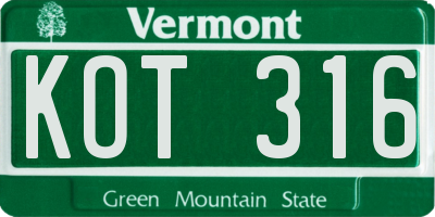VT license plate KOT316