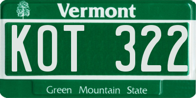 VT license plate KOT322