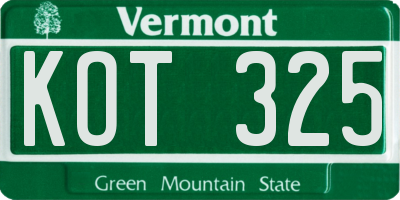 VT license plate KOT325