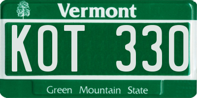 VT license plate KOT330