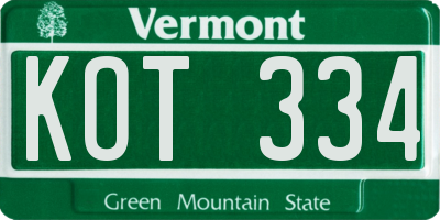 VT license plate KOT334