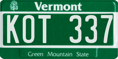 VT license plate KOT337