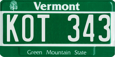 VT license plate KOT343