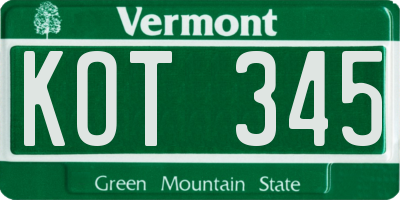 VT license plate KOT345