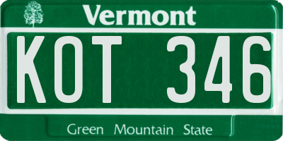 VT license plate KOT346