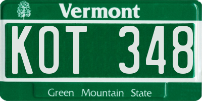 VT license plate KOT348