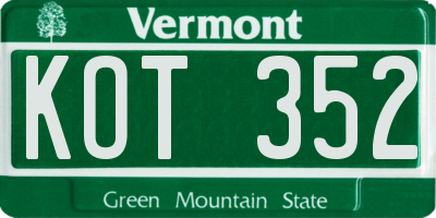 VT license plate KOT352