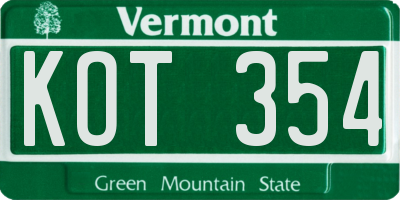VT license plate KOT354
