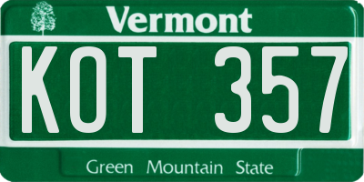 VT license plate KOT357