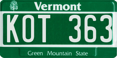 VT license plate KOT363