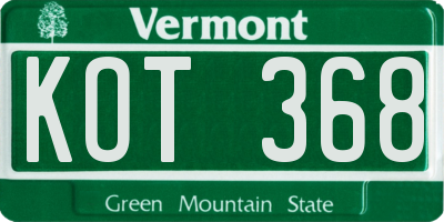 VT license plate KOT368