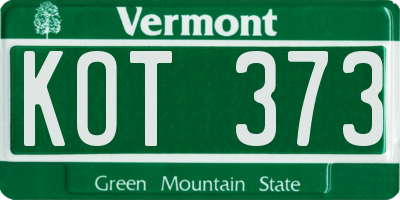 VT license plate KOT373