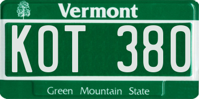 VT license plate KOT380