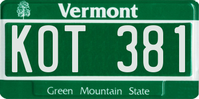 VT license plate KOT381