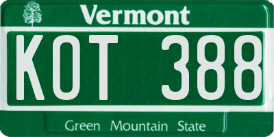 VT license plate KOT388