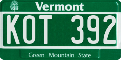 VT license plate KOT392