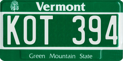 VT license plate KOT394