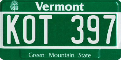 VT license plate KOT397