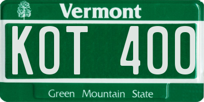 VT license plate KOT400