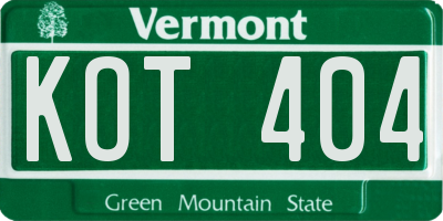 VT license plate KOT404