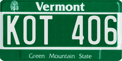 VT license plate KOT406