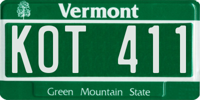 VT license plate KOT411
