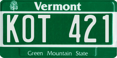 VT license plate KOT421