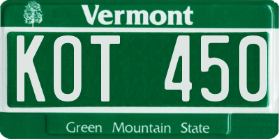 VT license plate KOT450