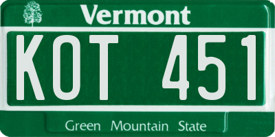 VT license plate KOT451