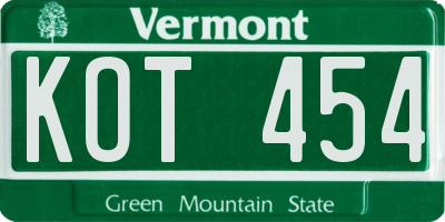 VT license plate KOT454