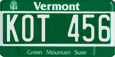 VT license plate KOT456