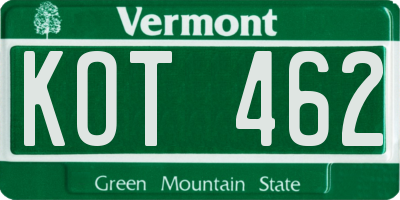 VT license plate KOT462