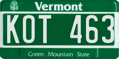 VT license plate KOT463