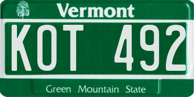 VT license plate KOT492