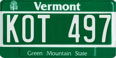VT license plate KOT497