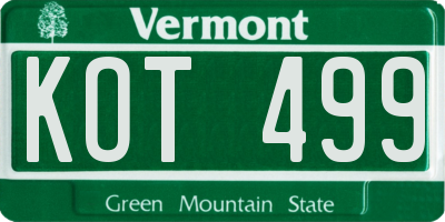 VT license plate KOT499