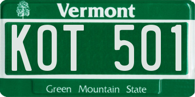 VT license plate KOT501