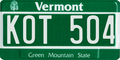 VT license plate KOT504