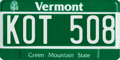 VT license plate KOT508
